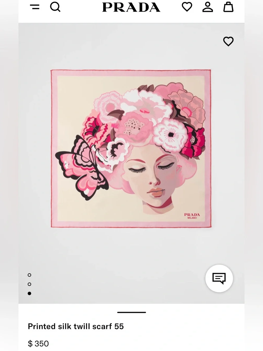 NWT Prada Silk Scarf Pink